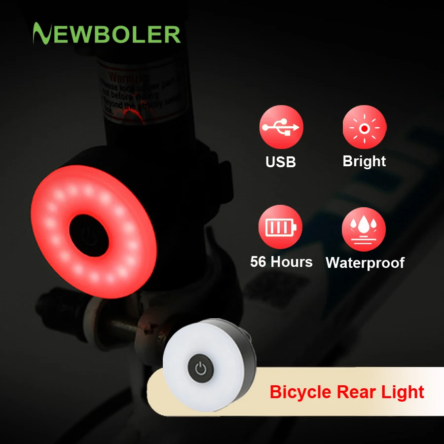 NEWBOLER LED دراجة ضوء خلفي USB قابلة للشحن الدراجة مصباح يدوي IPX6 للماء MTB خوذة الخلفي الذيل ضوء ل دورة التبعي