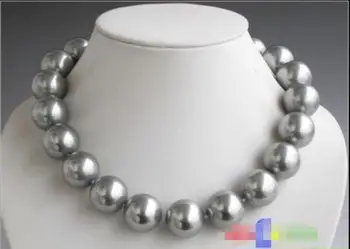 

Hot sale new Style >>>>>HUGE 17" 20mm round gray SOUTH SEA SHELL PEARL NECKLACE
