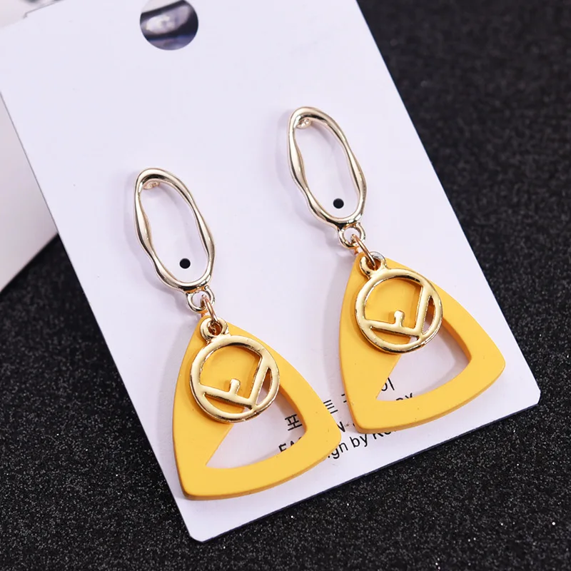 

yellow acrylic geometric "F" dangle Earrings for women vintage gold earrings high quality fashion jewelry aretes 2019 wholesale