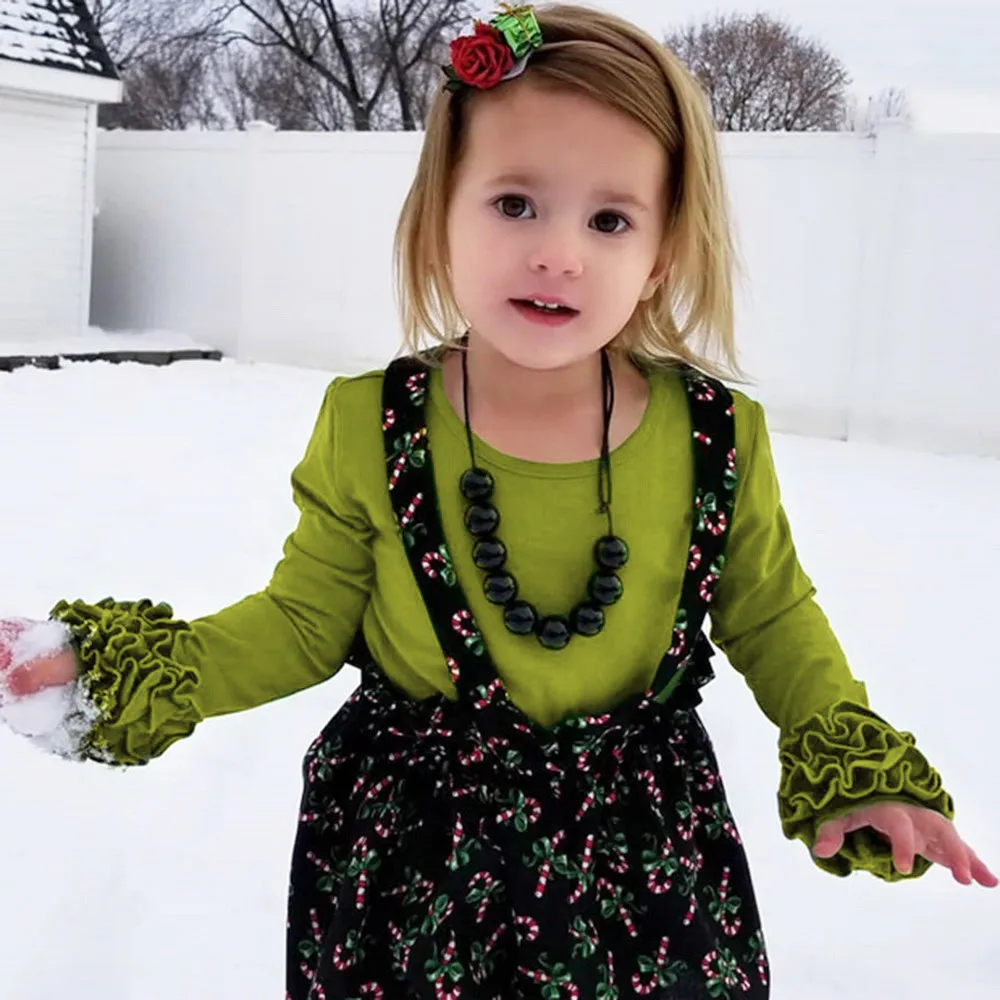 

MUQGEW Toddler Baby Girls Long Sleeve Ruffles Candy Color Tops Solid T Shirts Clothes vestido infantil festa casamento#KM801