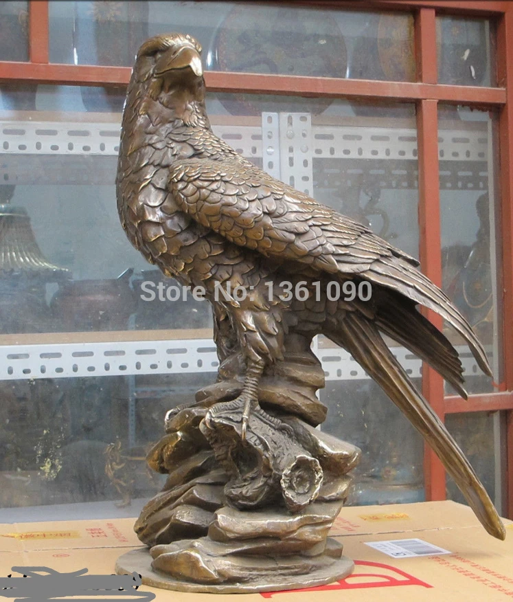 

xd 00227 24"Western art Statue Bronze Beautiful Sculpture hawk eagle tercel Stand effigy