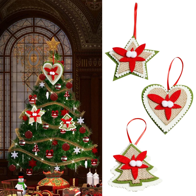 

Non-woven Christmas Tree Hanging Pendant Star/Heart/Christmas Tree Shape X-mas Hanging Baubles Party Decoration Ornament