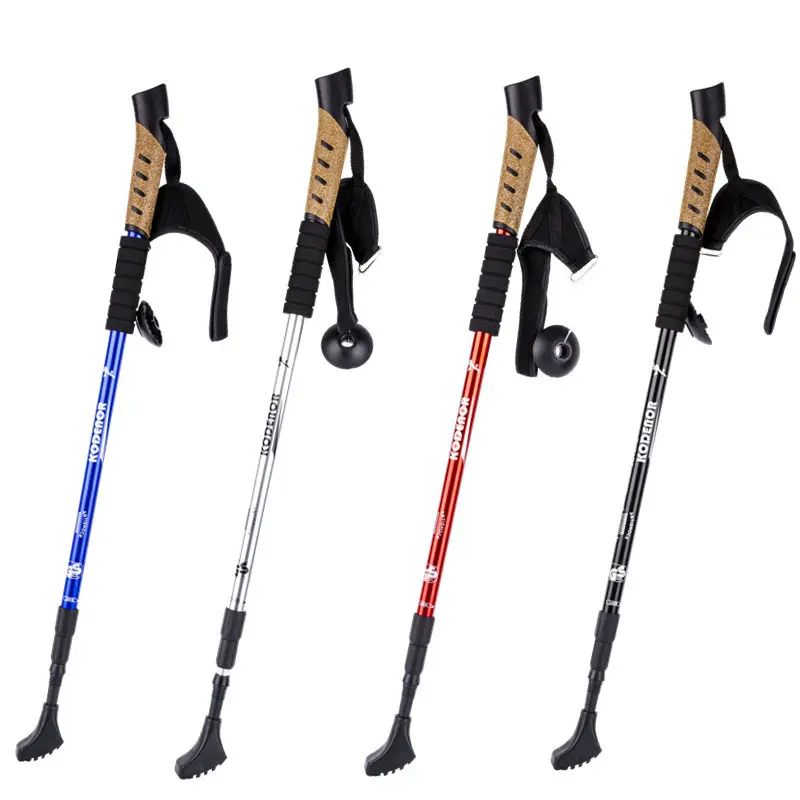 Comprar 2 unids lote bastones nórdicos antichoque cañas telescópicas para senderismo bastones Ultra bastones para caminar con puntas de goma bandas ajustables
