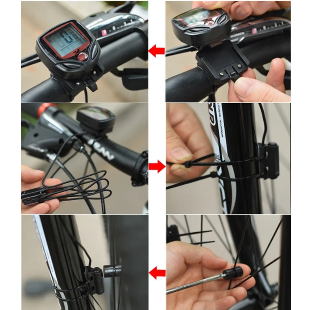 Bicycle Computer Bike Bicycle Cycling Wired LCD Computer Odometer Speedometer Stopwatch Waterproof Black Cycling Accessories