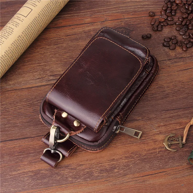

For IphoneXS MAX Mobile Phone Bags 6.3 Inch Cowhide Diagonal Hanging Bag Zipper Insertion Lock Horizontal Version Handset Bag
