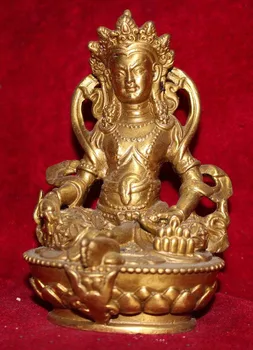 

5"Tibet Tibetan Buddhism brass Yellow Jambhala Buddha Statue