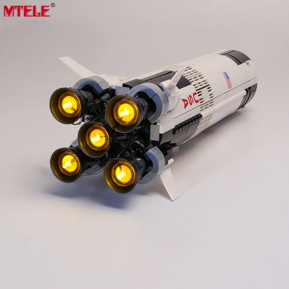 MTELE, брендовый светодиодный светильник, набор игрушек для Apollo Saturn V, светильник для запуска, комплект, совместим с 21309, без модели строительных блоков
