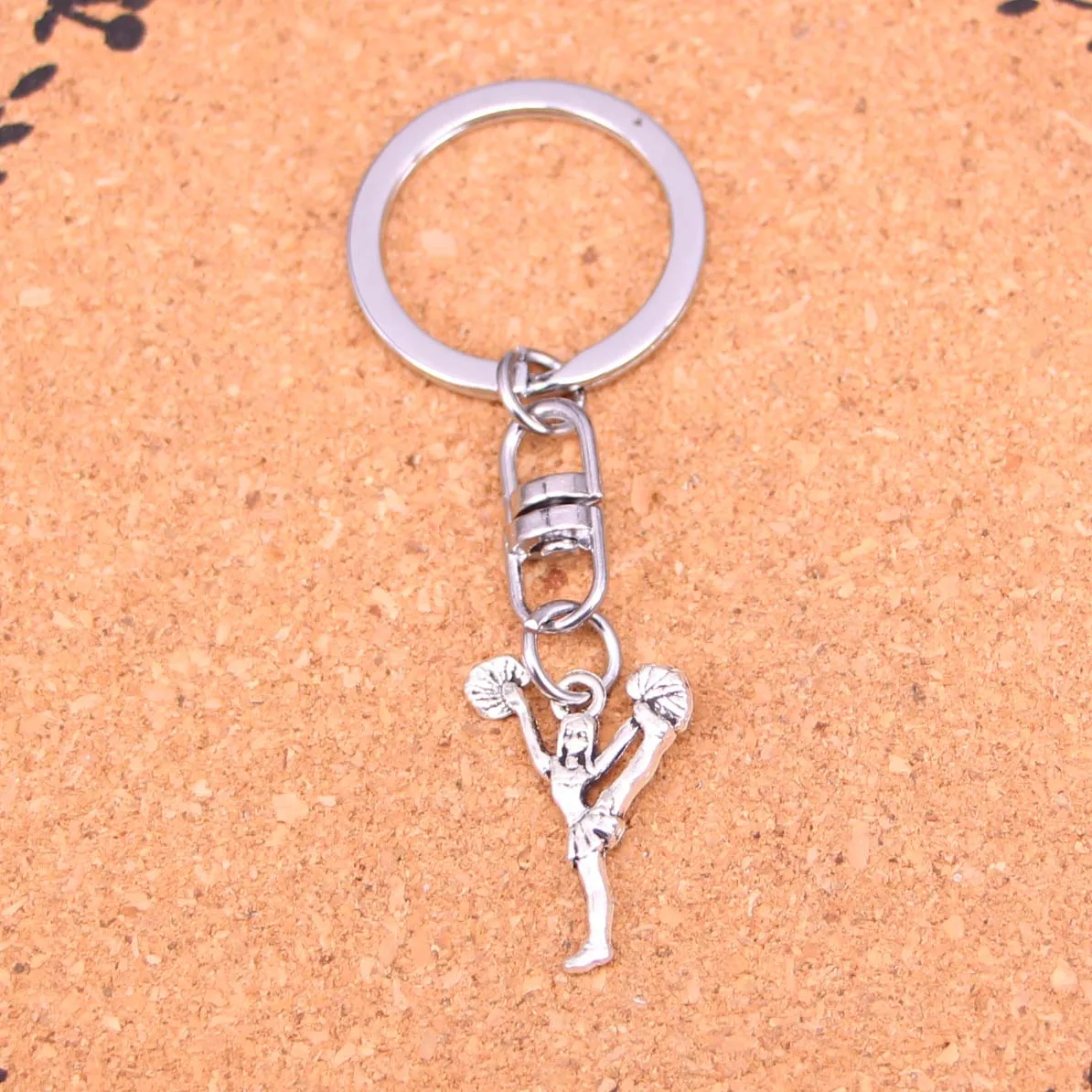

20Pcs Fashion Vintage Silver Alloy cheerleaders cheering dance Pendants keychain keyring Accessories For Car key chains Jewelry