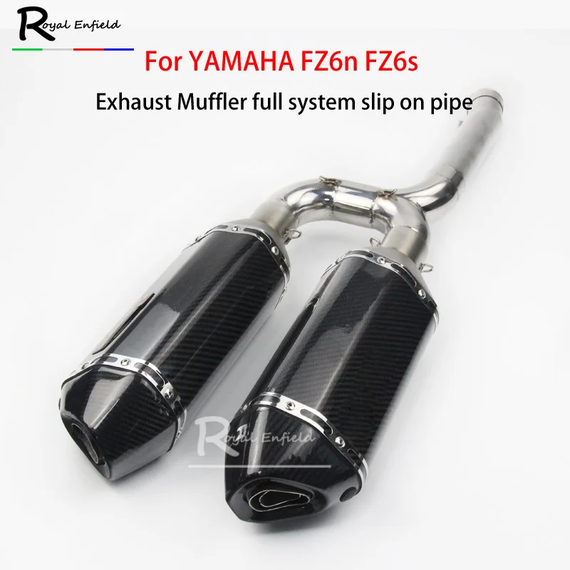 

Motorcycle Exhaust Muffler full system slip on pipe Connecting pipe + exhaust for yamaha fz6n fz6s Two Brother Exhaust Pipe