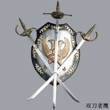 S3301 средневековый двуглавый щит с орлом настенная доска три меча 35," Лот 4