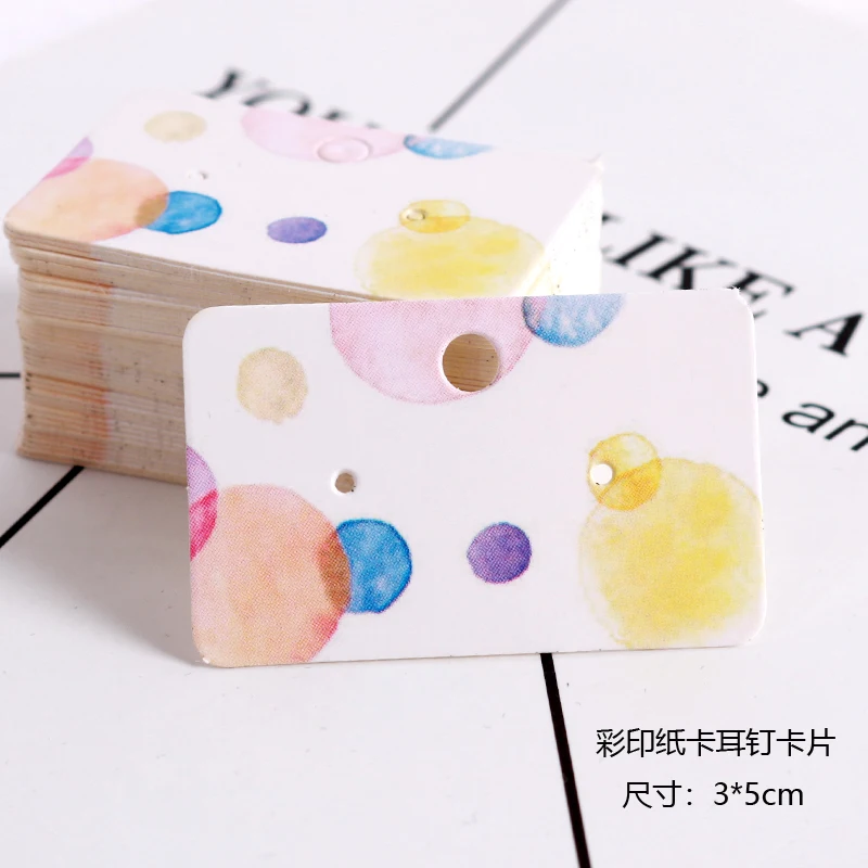 

New Arrival 50pcs 3x5cm White Paper Cards with Printing Ear Studs Card Hang Tags Jewelry Display Earrings Cards Favor Label Tags