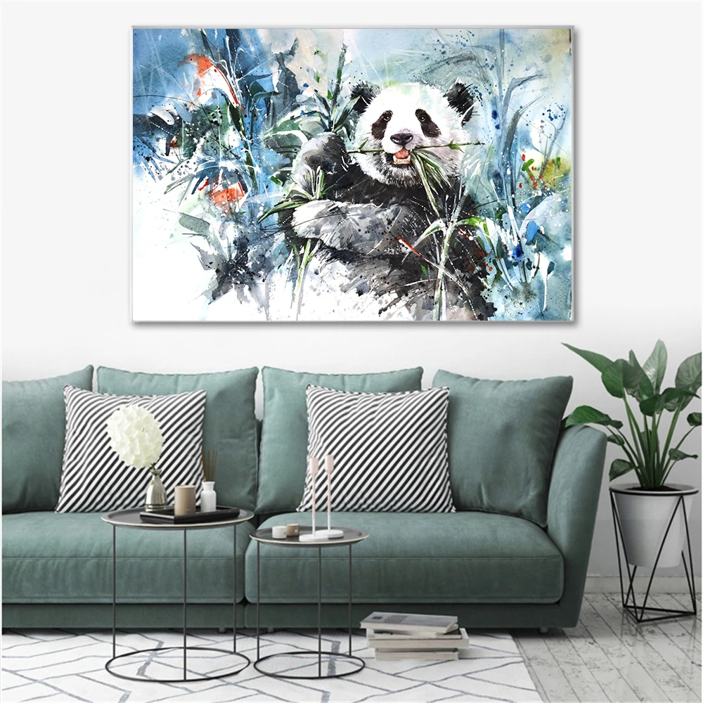 

Abstract Painting Large Size Canvas Print Cute Panda Poster Wall Art Chinese Canvas Paintings Wall Pictures for Living Room