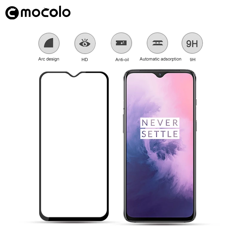 Защитная пленка Mocolo для OnePlus 7 полное покрытие клеящееся закаленное стекло 9H Pro