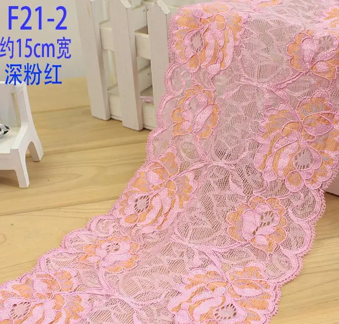 

1 Meter Beautiful Stretchy Lace Fabrics Pink Blue Elastic Lace Trims 14.5cm