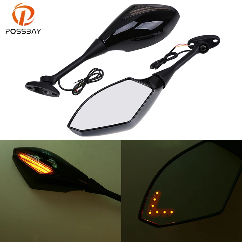 

POSSBAY End Rearview Mirrors Cafe Racer Motorcycle LED Mirrors For Honda CBR600RR 2003-2008 CBR1000RR 2004-2008