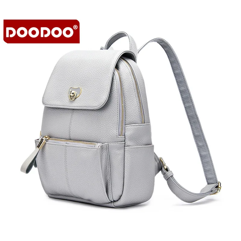 DOODOO Lady Genuine Leather Backpack Designer Brand School Backpack Vintage New Korea fashion Motorcycle Backpack Female T286