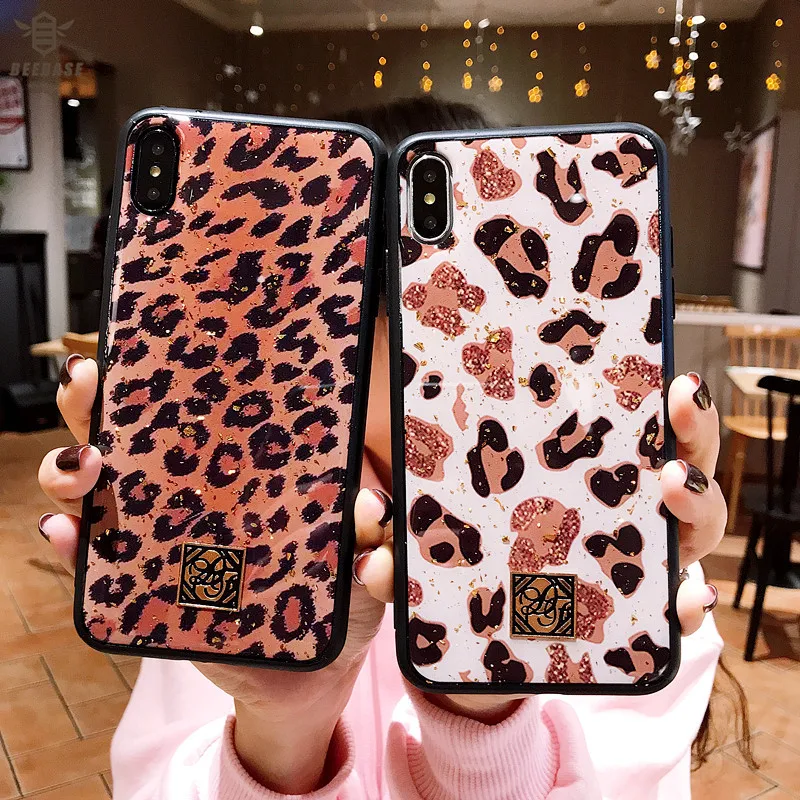 Для iphone 8 чехол для X funda iohone 7 Модный Леопардовый блеск Чехол 6 6s плюс XR XS MAX |