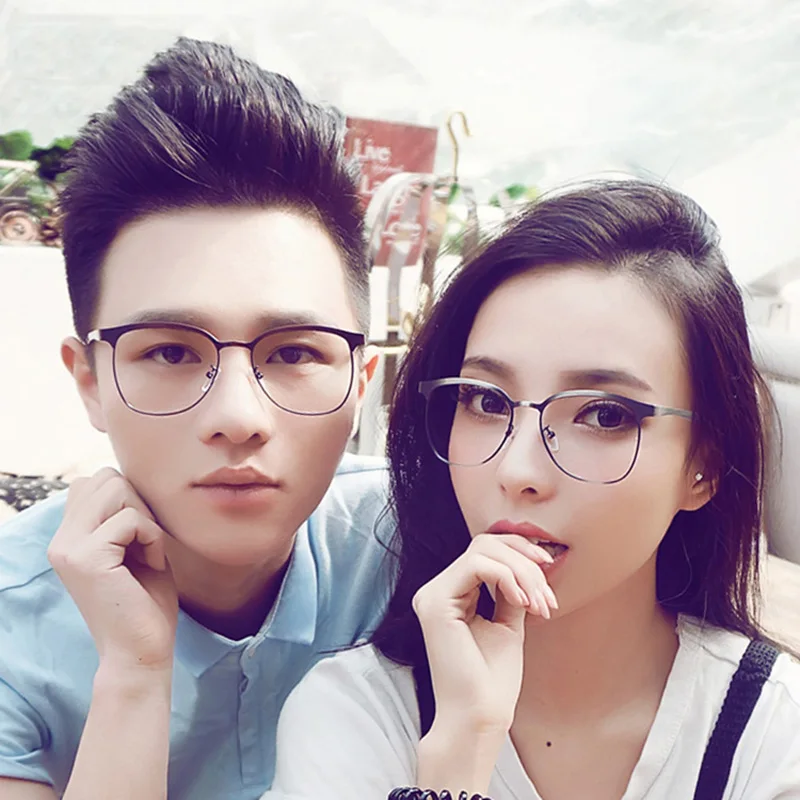 

New Fashion lover gift Student girl boy Optics computer myipia glasses frame no degree women men metal square reading eyeglasses