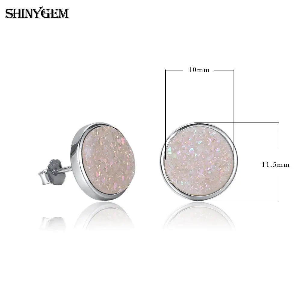 Женские серьги пусеты ShinyGem круглые золотого цвета из стерлингового серебра 925