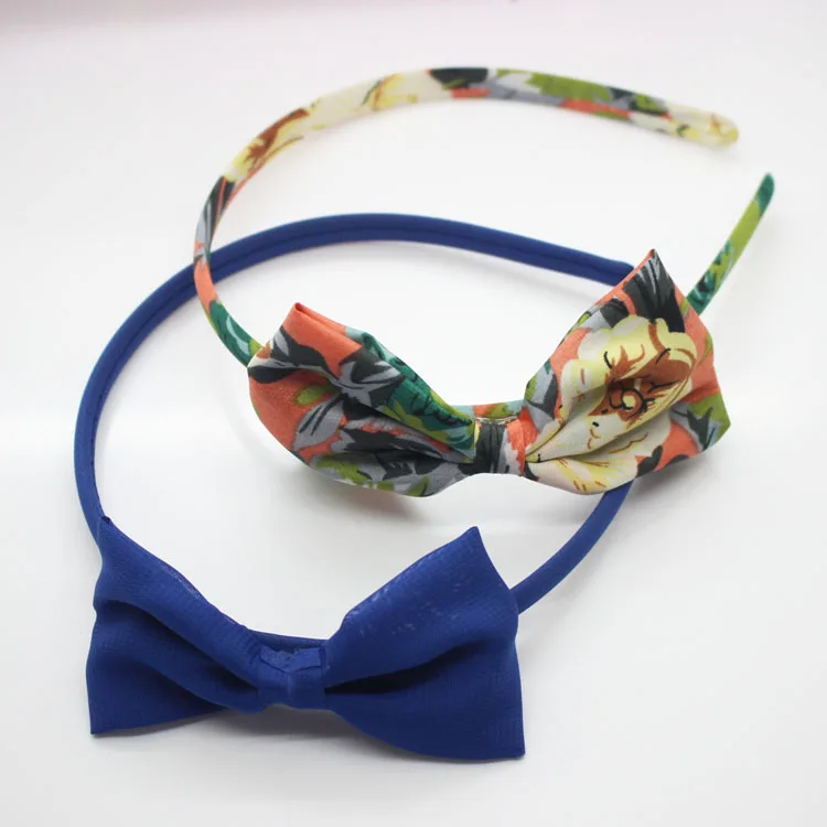 

Girl's chiffon bow hairbands fabric floral printed bow knot headbands fashion hand made alice band fancy hair accessories