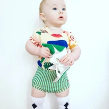 Детские шорты; коллекция года; сезон весна-лето; шорты для мальчиков и девочек; хлопковые шорты в полоску для малышей; детская одежда; короткие штаны