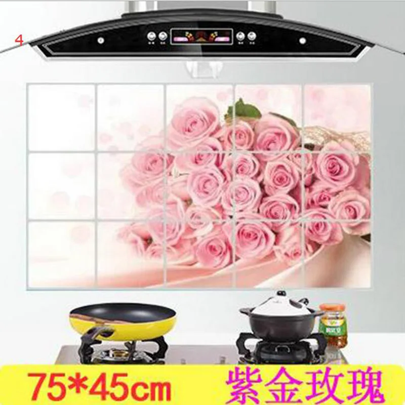 1Pc 75*45 cm Kitchen Wall Stickers For Smoke Exhaust Foil Oil Sticker Decal Home Decor Art Accessories Bedroom Decor 8z