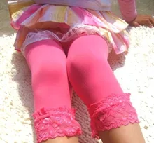 Lovely Sweet Girl Lace Velvet Leggings Ballet Stocking Cropped Capris Pants