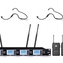 Microfono Конденсор 4X100 CH UHF Беспроводная микрофонная система 2 гарнитура 2 ручной 2 нагрудный микрофон
