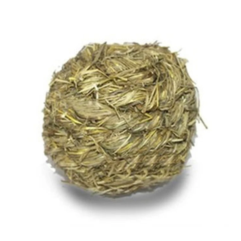 10cm Pets Chew Toy Natural Grass Ball with Bell for Rabbit Hamster Guinea Pig