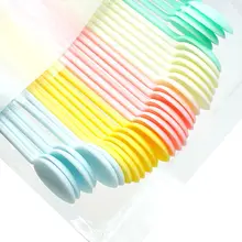 30 шт., пластиковая ложка конфетного цвета с длинной ручкой для кофе, чая, мороженого, соуса, клея, столовая посуда для перемешивания, для дома, сделай сам