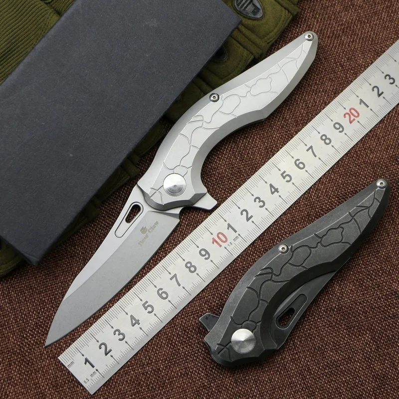 

LOVOCOO outdoor folding knife black stone wash steel handle 9Cr18MoV blade camping hunting portable ST003 fruit knife EDC tools