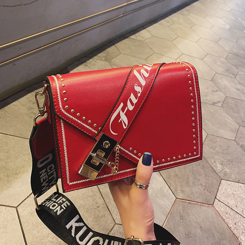 

Female Crossbody Bags For Women 2019 Quality PU Leather Luxury Handbags Designer Sac A Main Ladies Rivet Shoulder Messenger Bag