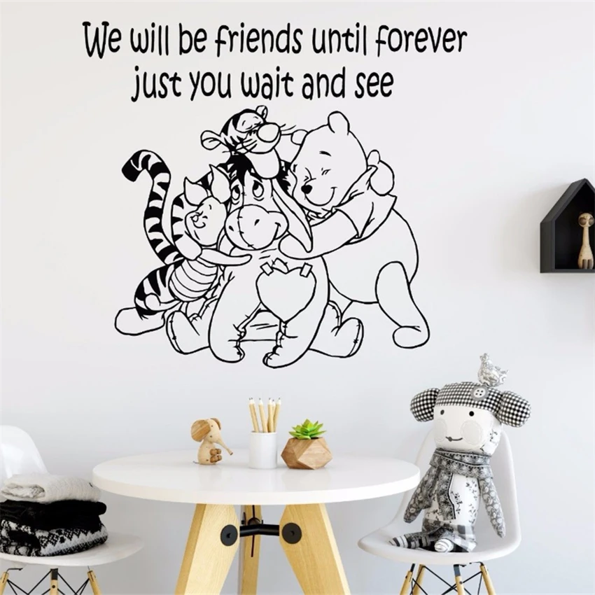 انفصال ملصق فينيل ويني ذا بوه الجدار الفن صائق الطفل الرضع مقبلات الديكور الكرتون جدار زين جدار ملصقا J230