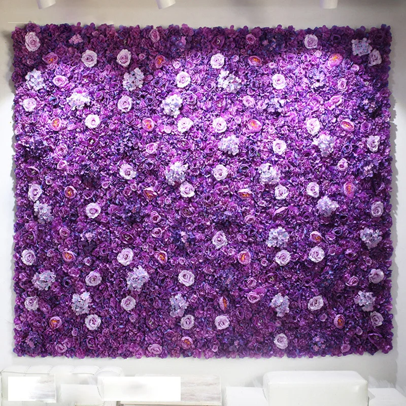40x60 см искусственное панно Цветы свадебное украшение фон шампанское Шелковые Розы Искусственные цветы Гортензия настенный фон 24 шт - Цвет: purple Flower wall