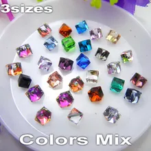 Factory direct sale 4*4mm 6*6mm 8*8mm Glue on Colors mix cubic Crystal glass rhinestone for nail art phone cover accessories diy