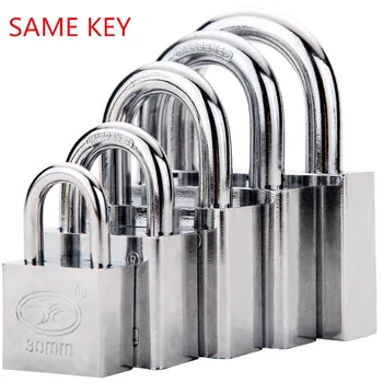 

2 Pcs Same Key 30mm Stainless Steel Waterproof Antirust, Multifunctional Padlock,Anti-Theft Lock Pry Door Lock Unlocked Head