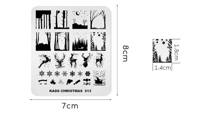 KADS Рождество 013 лось дизайн ногтей штамп шаблоны пластина для стемпинга для нейл-арта шаблон изображения Инструменты для печати маникюрные трафареты