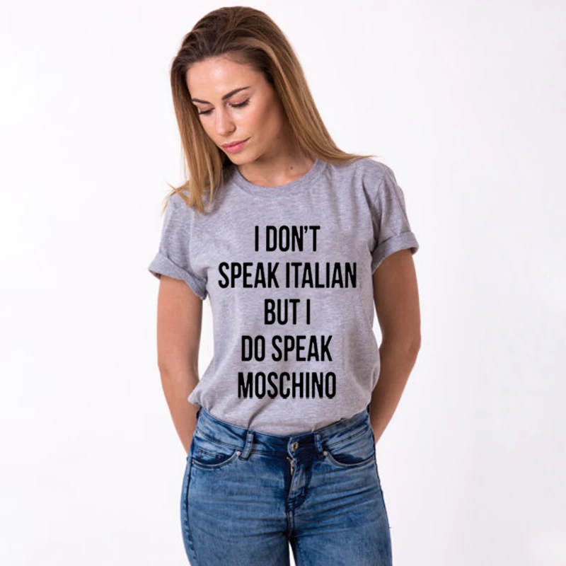 Женская футболка с надписью I don't speak Italian but do хлопковая Повседневная забавная