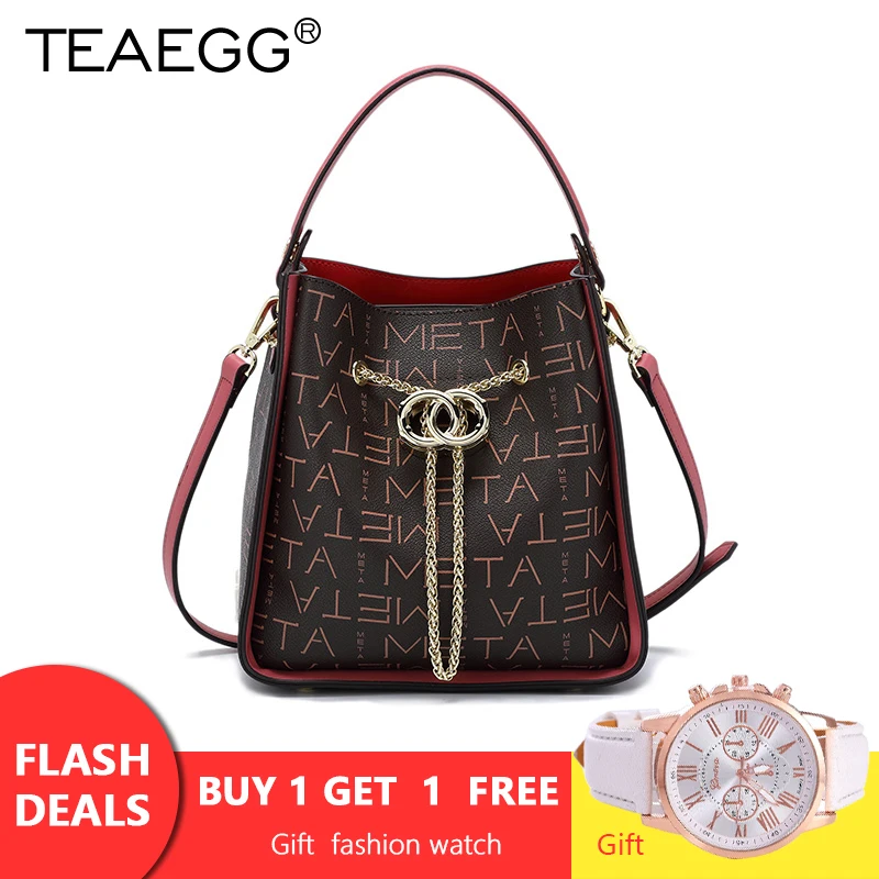 

TEAEGG Design Women Monogram Bucket Casual Tote Bags Luxury Shoulder Bag Crossbody Fashion Messenger Bag