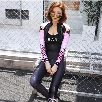 

2019 Sun Protection Lycra Women Quick Drying Long Sleeve Swimming Tees Woman Zipper Surf Diving Tops Swimwear Rash Guard T-Shirt