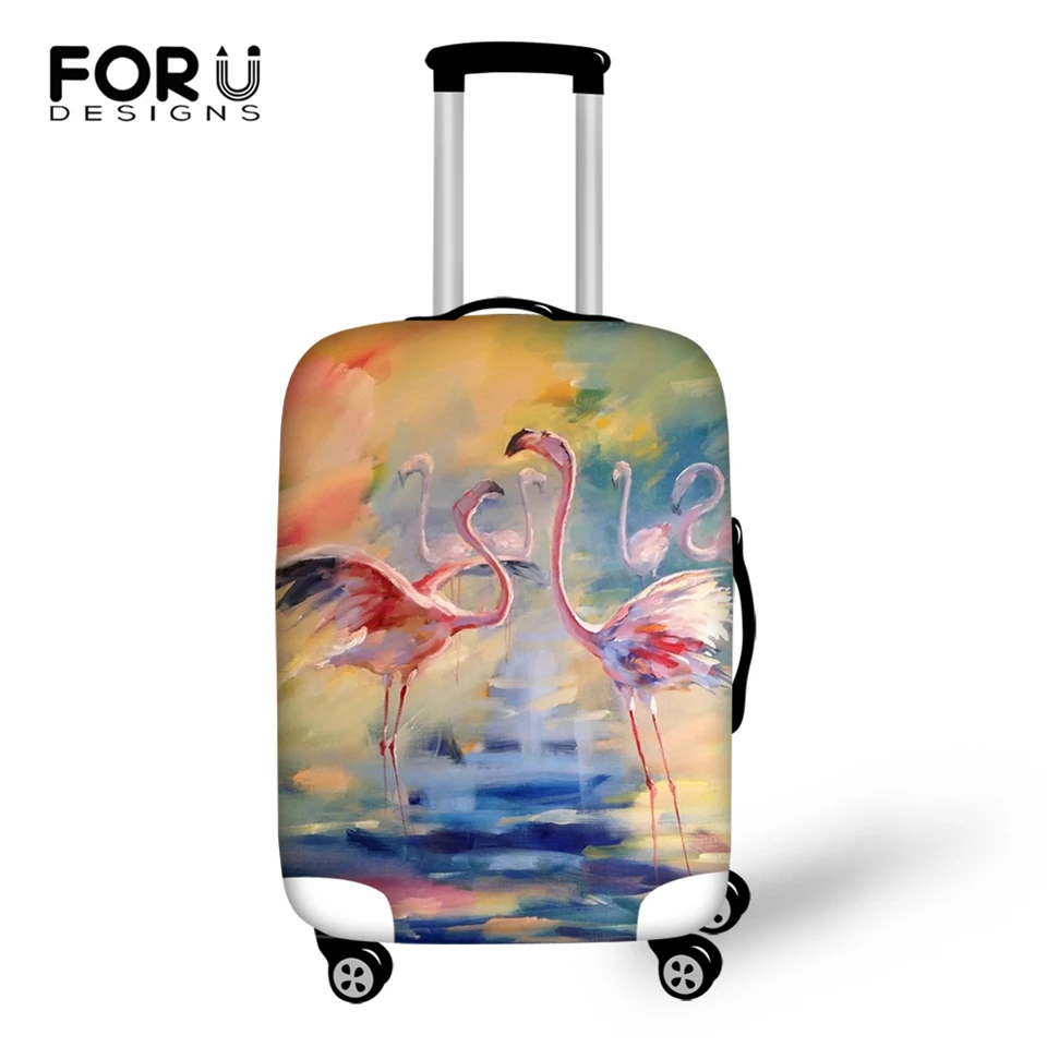 

FORUDESIGNS Cartoon Luggage Cover Arts Painting Flamingos Pattern Travel Accessories Only Cover Fashion Design Suitcase Cover
