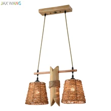 Japanese Rattan Bamboo Pendant Lights Hemp Rope Light Chinese Lamps Lanterns Restaurant Farmhouse Bar Wooden Hanging Fixture loft american country vintage pendant light farmhouse cafe bar hemp bamboo hanging light