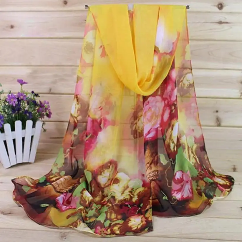 

KANCOOLD Scarf new high quality Chiffon Fashion Lady Women Scarf Floral Prints Shawl Wrap scarf luxury brand jan26