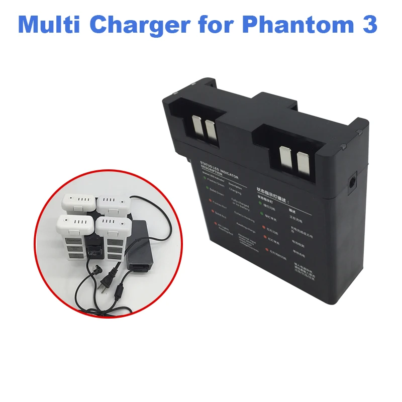 4 в 1 зарядный концентратор Мульти для DJI Phantom 3 Дрон батарея полета Смарт зарядное устройство адаптер Быстрый параллельный аксессуары для зарядки