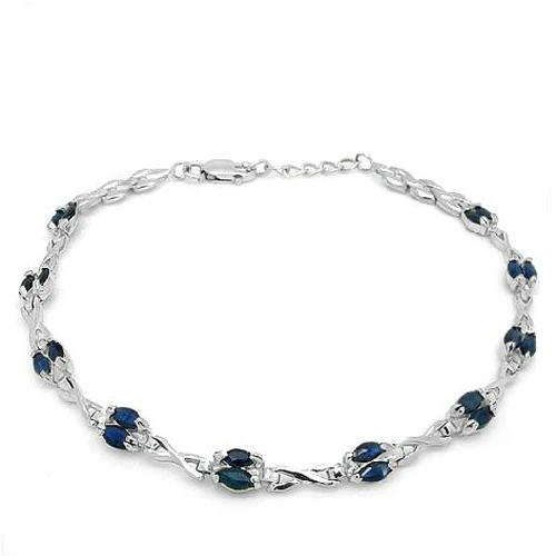 Qi Xuan_Free Mail Dark Blue Stone Bracelets_S925 Solid Silver Fashion Dark Blue Stone Bracelets_Manufacturer Directly Sales