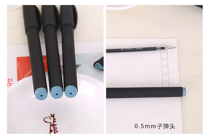 EZONE 10 шт./компл. гелевые ручки с гелевыми чернилами 0,5 мм Шар Pip резиновый матовый черный чернилами, офисные и школьные принадлежности канцелярские студенческие подарки