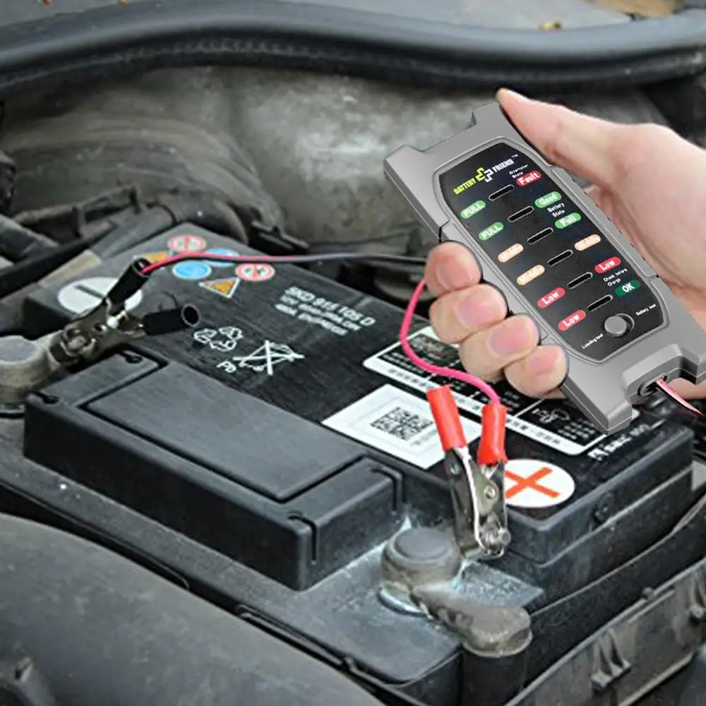 

Battery Tester Car Battery Tester Alternator Tester Test Equipment Detect Battery Power DC 12V Check the Loading Capacity BI009