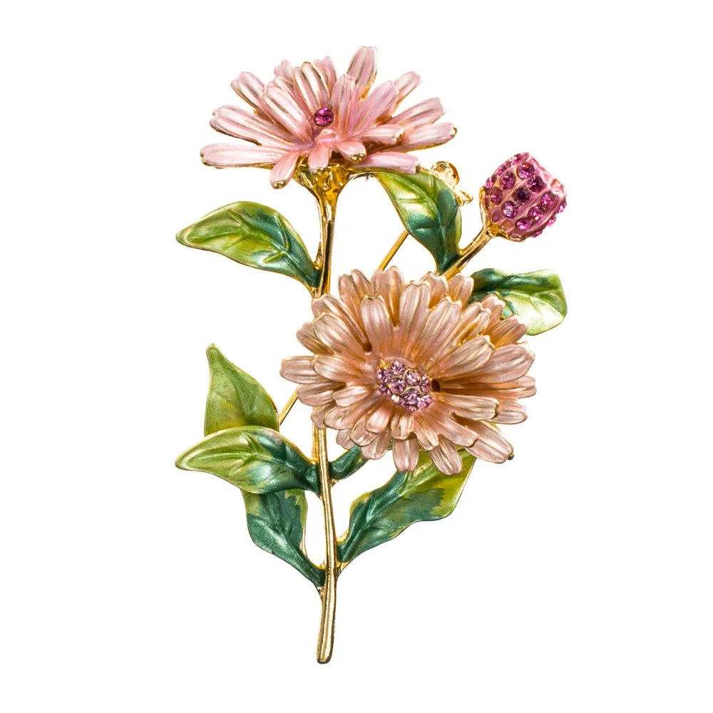 

Pretty Enamel Daisy Chrysanthemum Flower Brooch Pin Broach For Woman Jewelry Spring Jewelry HB059