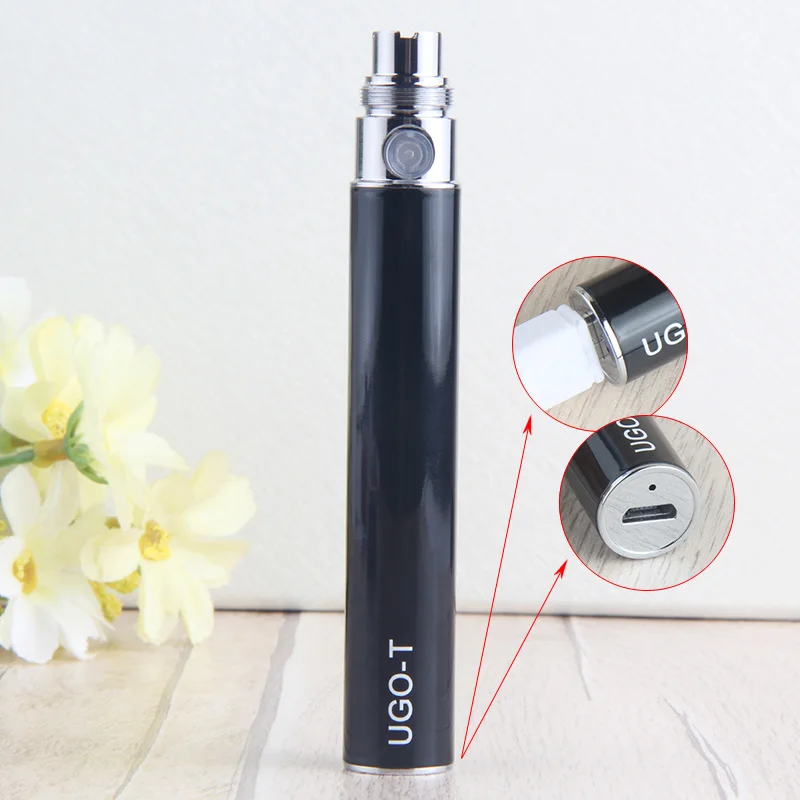 UGO T нижний заряд Vape ручка батарея пройти через Evod Micro USB 650 900 1100 мАч 510 вапорайзер с резьбой для Ego CE4 CE5 H2 танк - Цвет: Black