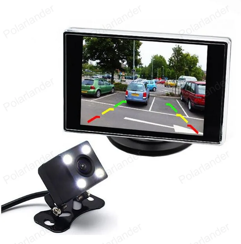 3.5 inch Car Monitor Reversing LCD TFT Display 2 video input Screen With 4 LED Night Vision Rear View Camera